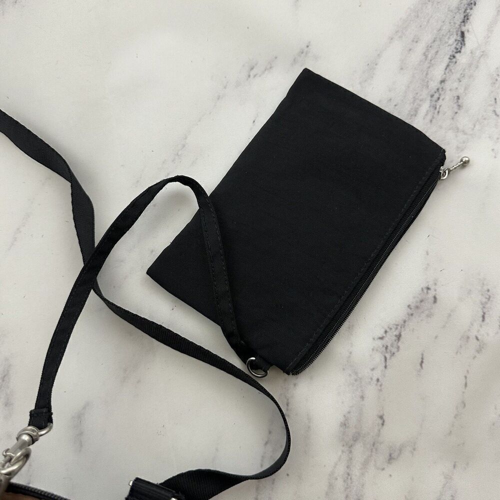 Baggallini Black Cross Body Purse Bag Solid Nylon Zipper Pockets Matching Pouch - Picture 6 of 7